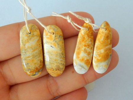 2 Pairs Natural Rhyolite Bird s Eye Jasper Pendant Beads 29x12x4mm 4.3g, 30x11x4mm, 3g Online