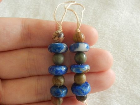 2 PCS Natural Red Creek Jasper And Lapis Lazuli Pendant Beads 10x5mm, 6x6mm, 7.3g For Cheap