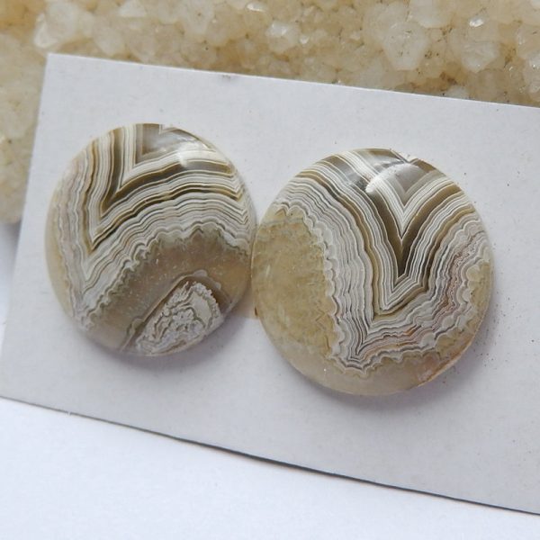 Natural Crazy Lace Agate Cabochons Paired 20x4mm, 5.5g Cheap