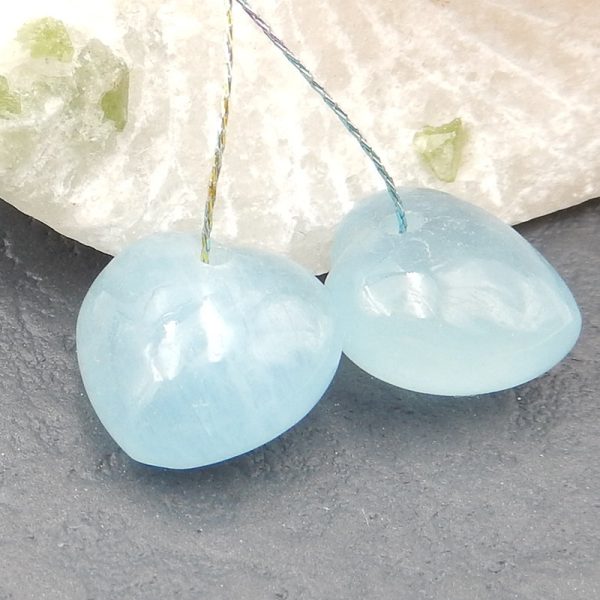 Natural Blue Aquamarine Earring Beads 12x12x7mm, 2.7g Discount