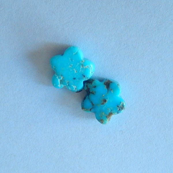 Natural Turquoise Carved flower Cabochons Paired 7x3mm, 0.4g on Sale