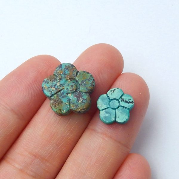 2 PCS Natural Turquoise Cabochons Paired 14x5mm, 10x2mm, 1.9g Discount