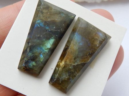 Natural Labradorite Cabochons Paired 26x14x5mm, 7.1g Online now