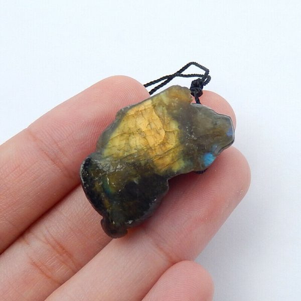 Natural Labradorite Carved animal Pendant Bead 29x15x13mm 9.4g Hot on Sale