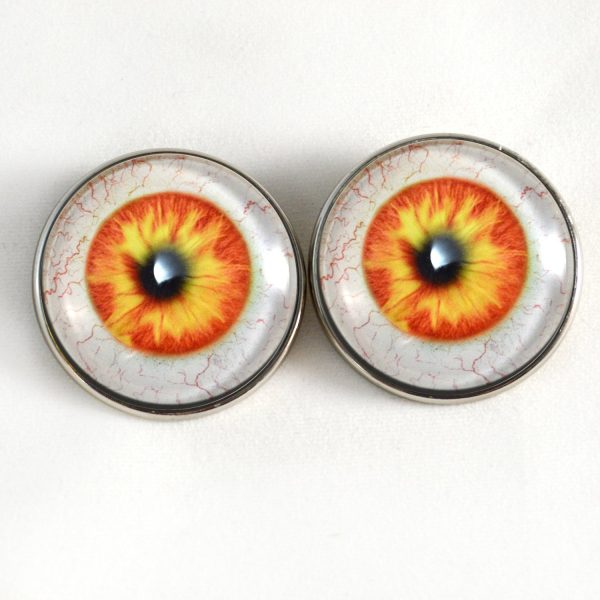 Yellow and Orange Spooky Sew-On Button Glass Eyes on Sale