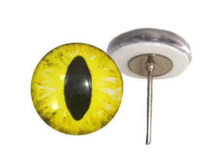 Bright Yellow Cat Glass Eyes on Wire Pin Posts Online now