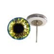 Blue and Yellow Fantasy Glass Eyes on Wire Pin Posts Cheap