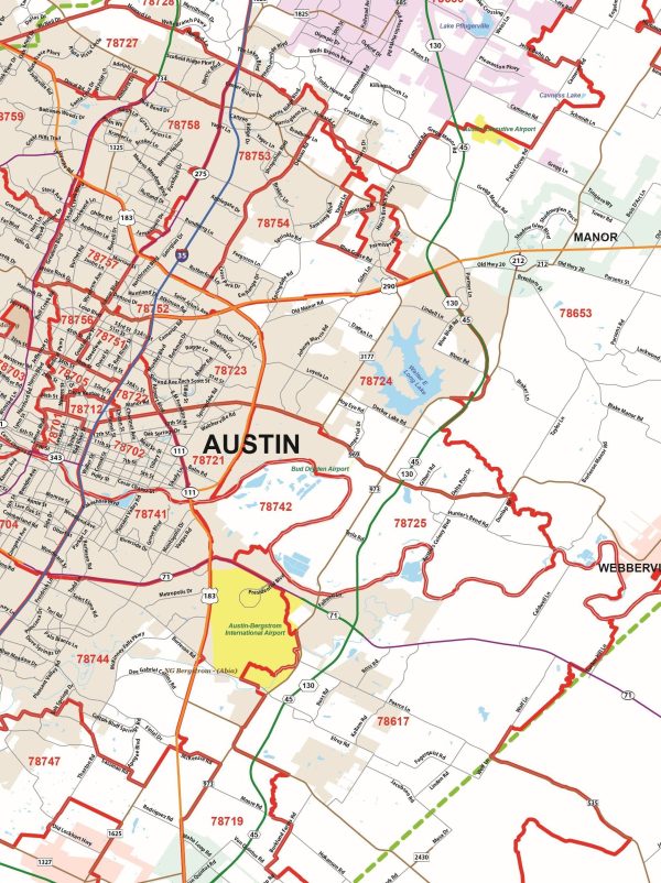 Greater Austin Area Major Arterial Wall Map by True North Publishing Online Hot Sale