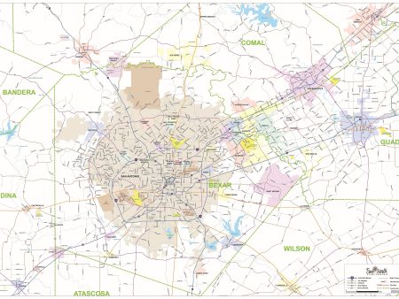 Greater San Antonio Area Major Arterial Wall Map by True North Publishing Online now