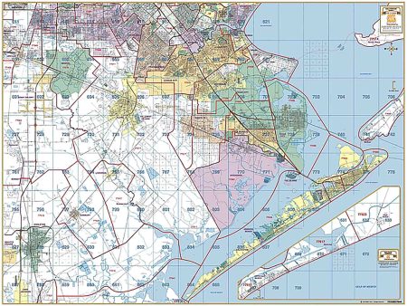 Galveston County Wall Map with Zip Codes by Key Maps Inc. For Discount