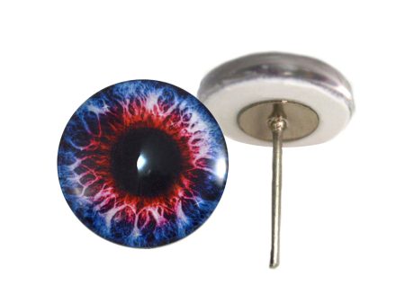 Blue and Red Fantasy Glass Eyes on Wire Pin Posts Supply