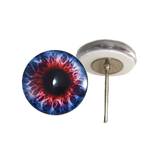 Blue and Red Fantasy Glass Eyes on Wire Pin Posts Supply