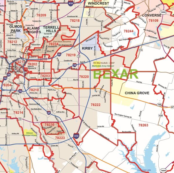 Greater San Antonio Area Major Arterial Wall Map by True North Publishing Online now