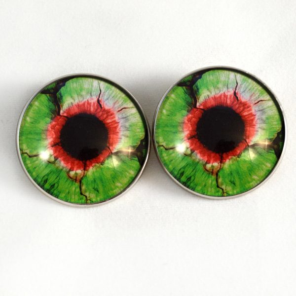 Green and Red Zombie Sew-On Button Glass Eyes For Sale