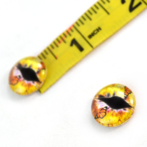 Yellow Dragon Glass Eyes with Monarch Butterflies on Sale