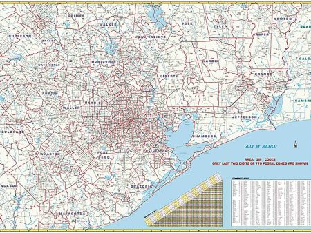 Roadways of Southeast Texas Wall Map with Zip Codes by Key Maps Inc. Online now