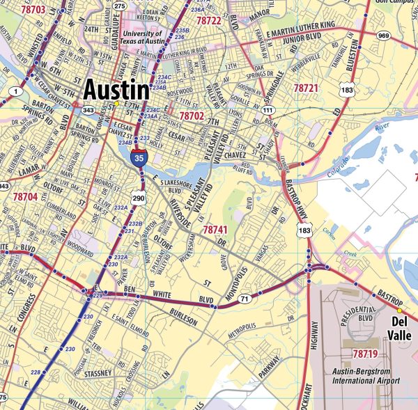 Greater Austin Metro Area Wall Map Hot on Sale