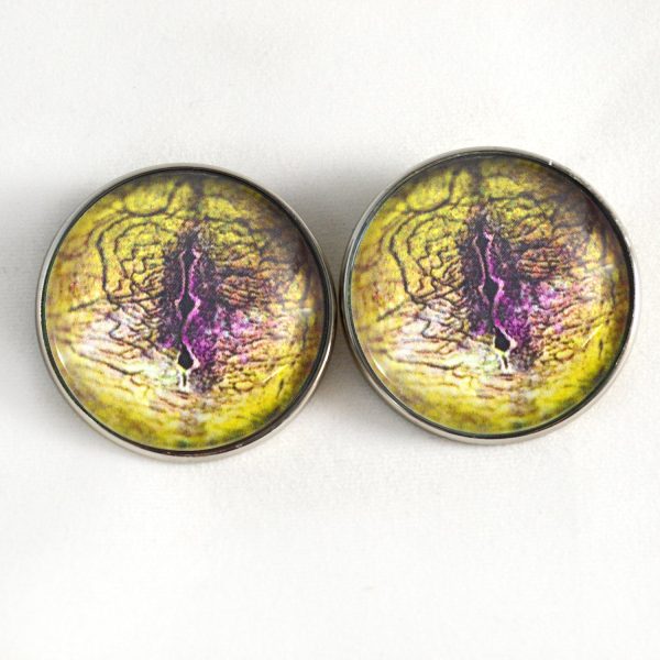 Yellow and Purple Lizard Sew-On Button Glass Eyes Online now