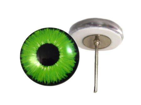 Bright Neon Green Enchanted Glass Eyes on Wire Pin Posts For Cheap