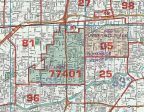 Harris County Major Thoroughfare Wall Map with Zip Codes by Key Maps Inc. For Sale