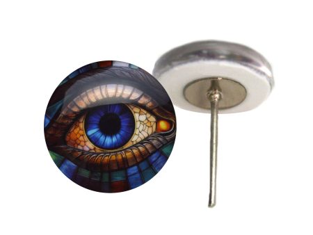 Stained Glass Colorful Eyes Glass Eyes on Wire Pin Posts Fashion