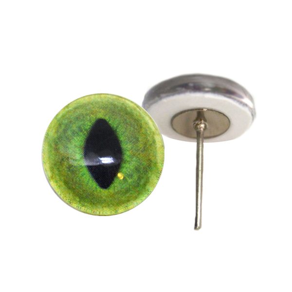 Pale Green Cat Glass Eyes on Wire Pin Posts Discount