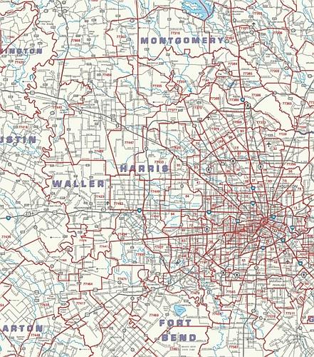 Roadways of Southeast Texas Wall Map with Zip Codes by Key Maps Inc. Online now